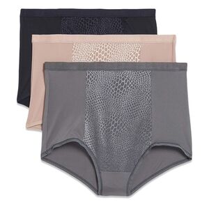 New Tummy Smoothing Warners 3 Pack Of Briefs in Black, Pink, and Gray Size 3xl